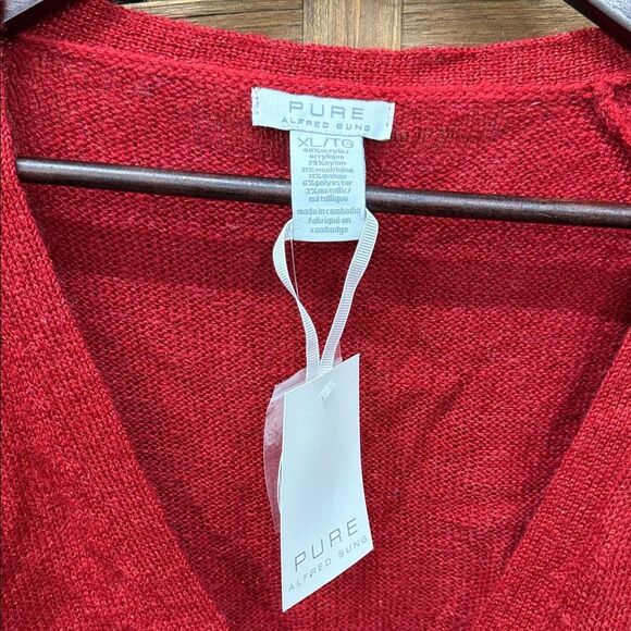 BNWT Vintage ALFRED SUNG Vibrant Red Women's Cardigan - Picture 2 of 3